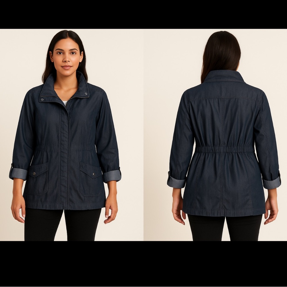 Tribal Dark Indigo Women's Fitted Belted Style Jacket Size 14 XL